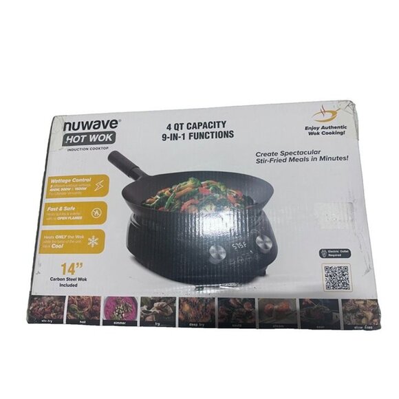 Nuwave Induction Hot Wok with 14" Carbon Steel Wok, Glass Lid & Stand - Picture 3 of 8